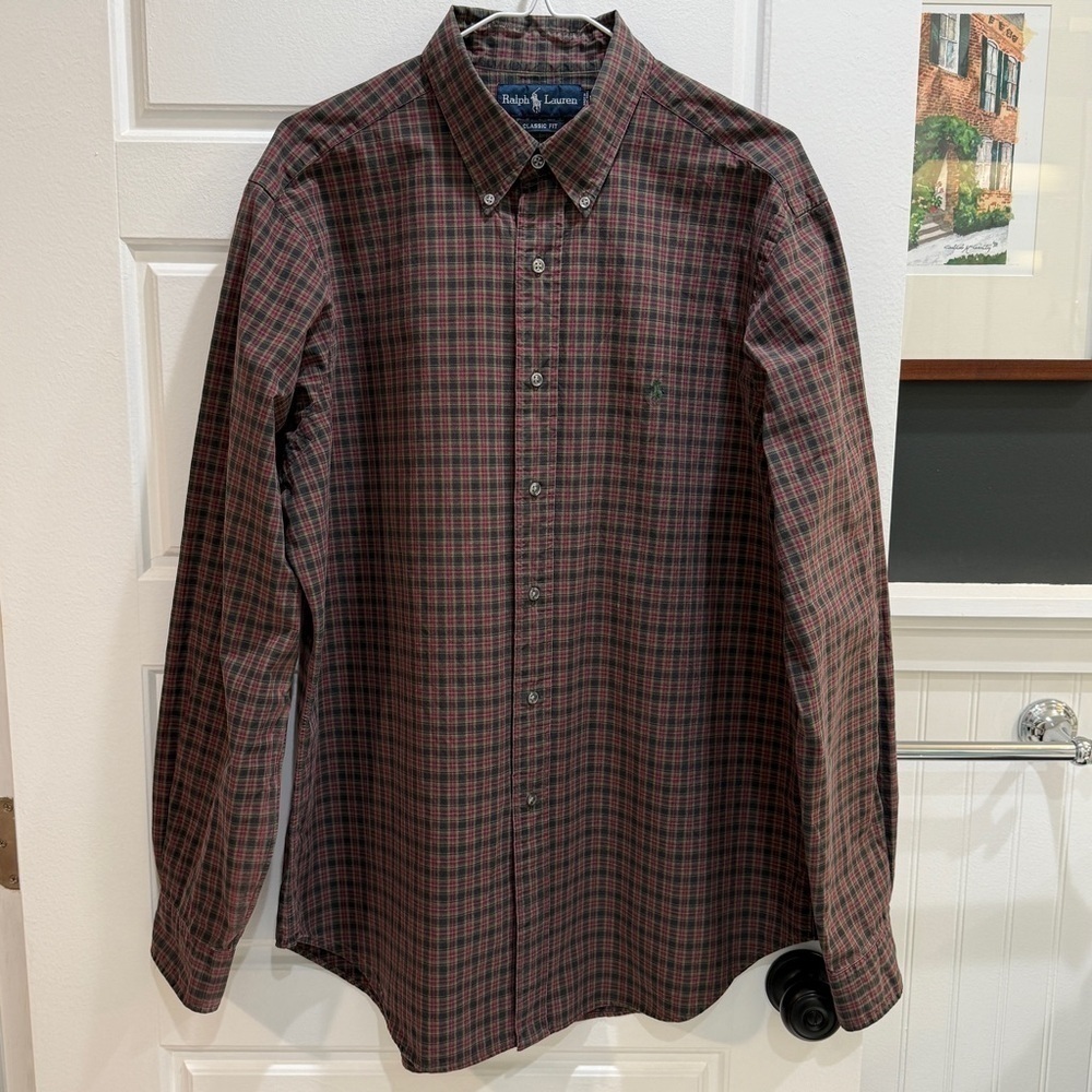 Ralph Lauren Classic Fit Plaid Brushed Flannel Shirt Large - Picture 1 of 9
